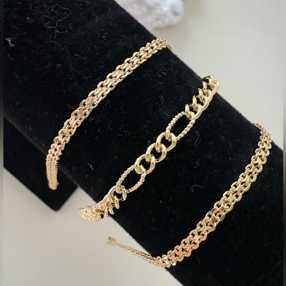 Jewelry - Yellow gold tone bracelets ~ lot of 3!